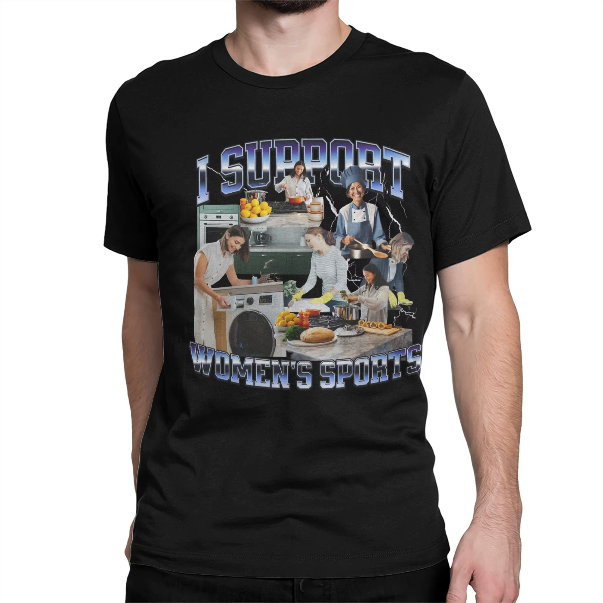T-shirt décontracté pour femmes, avec col rond et manches courtes, 100% coton, motif « I Support Womens Sports Men Women's T Shirt Womens Rights »
