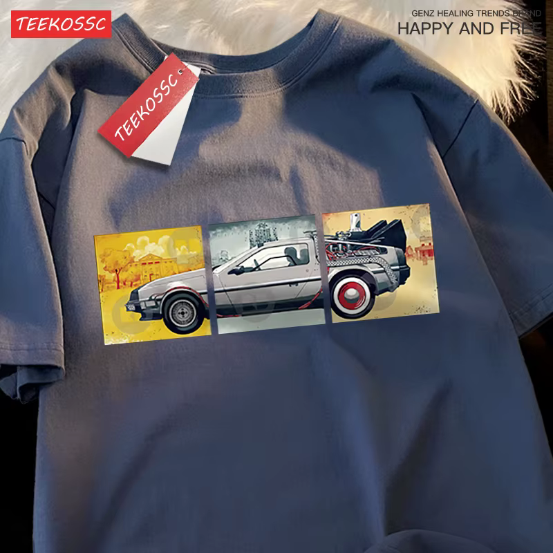 Retour vers le futur film voiture t-shirt hommes dessins animés vêtements