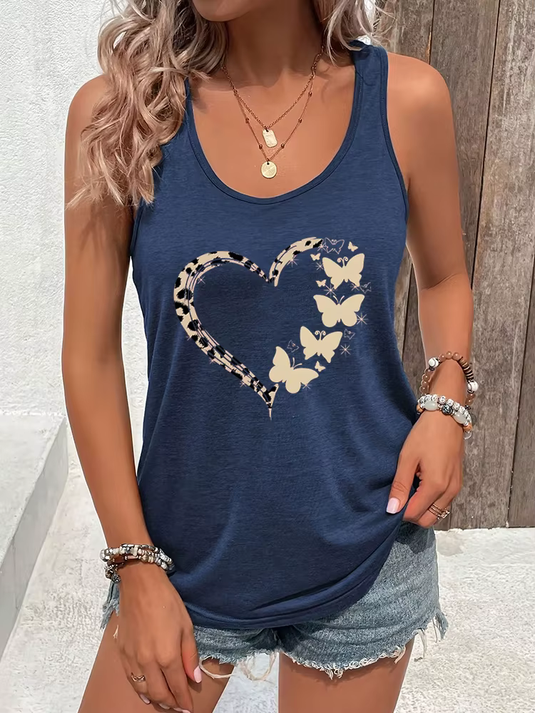 Femme Racerback Débardeur Léopard Papillon Imprimé Sexy Hauts