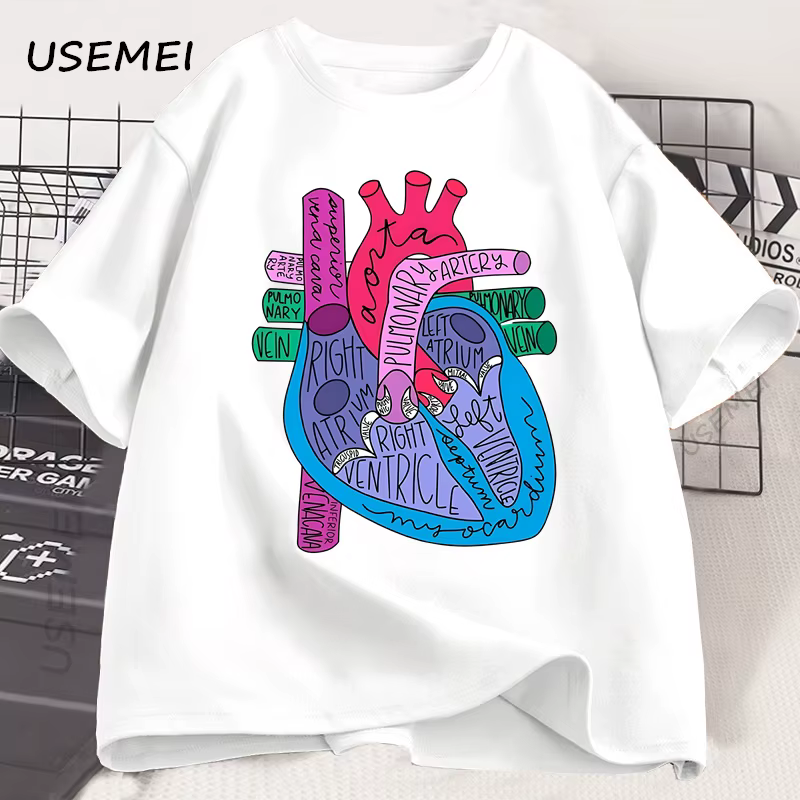 Coeur anatomie T-Shirt hommes femmes médecin cardiologue