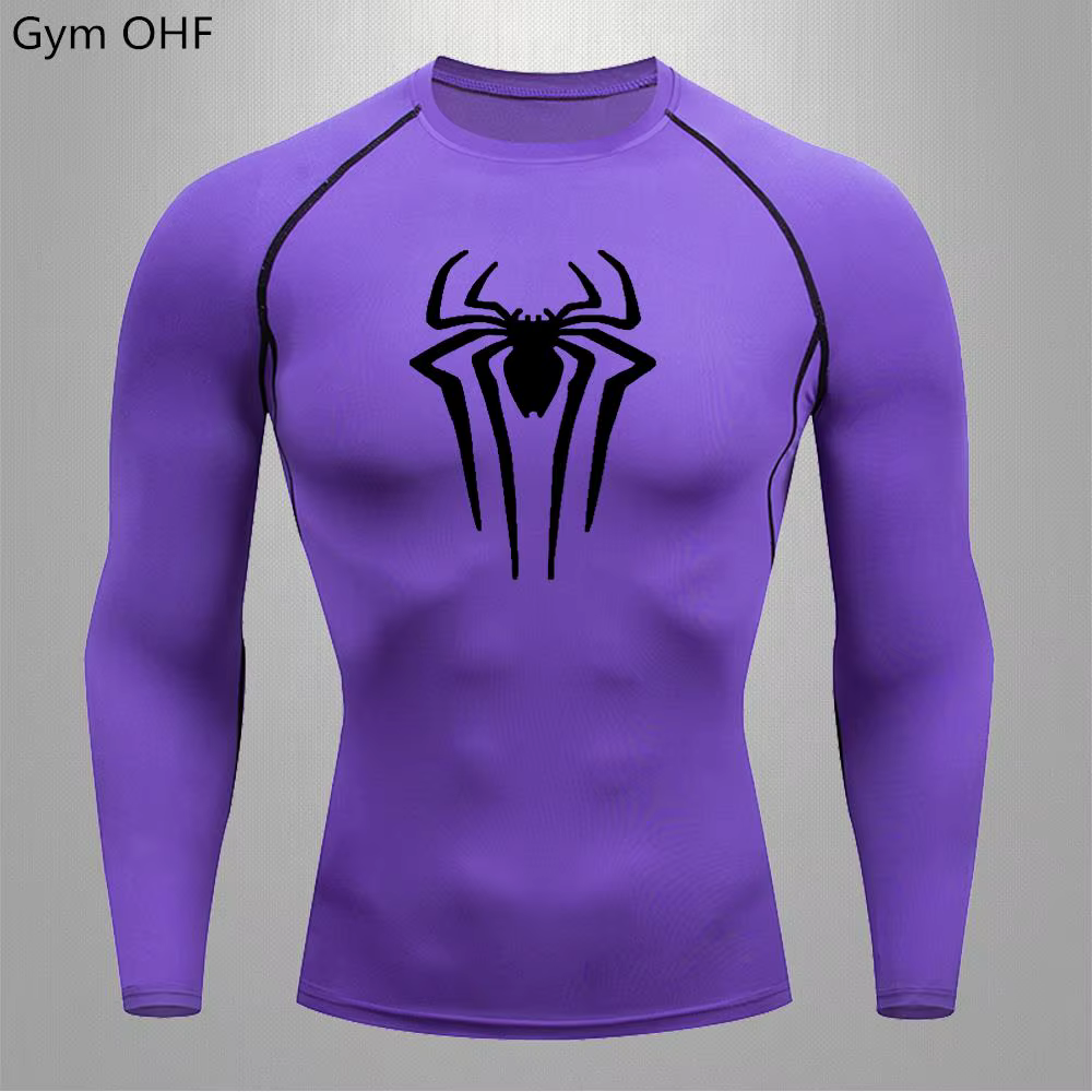 Spider-T-shirt de compression à manches longues pour homme