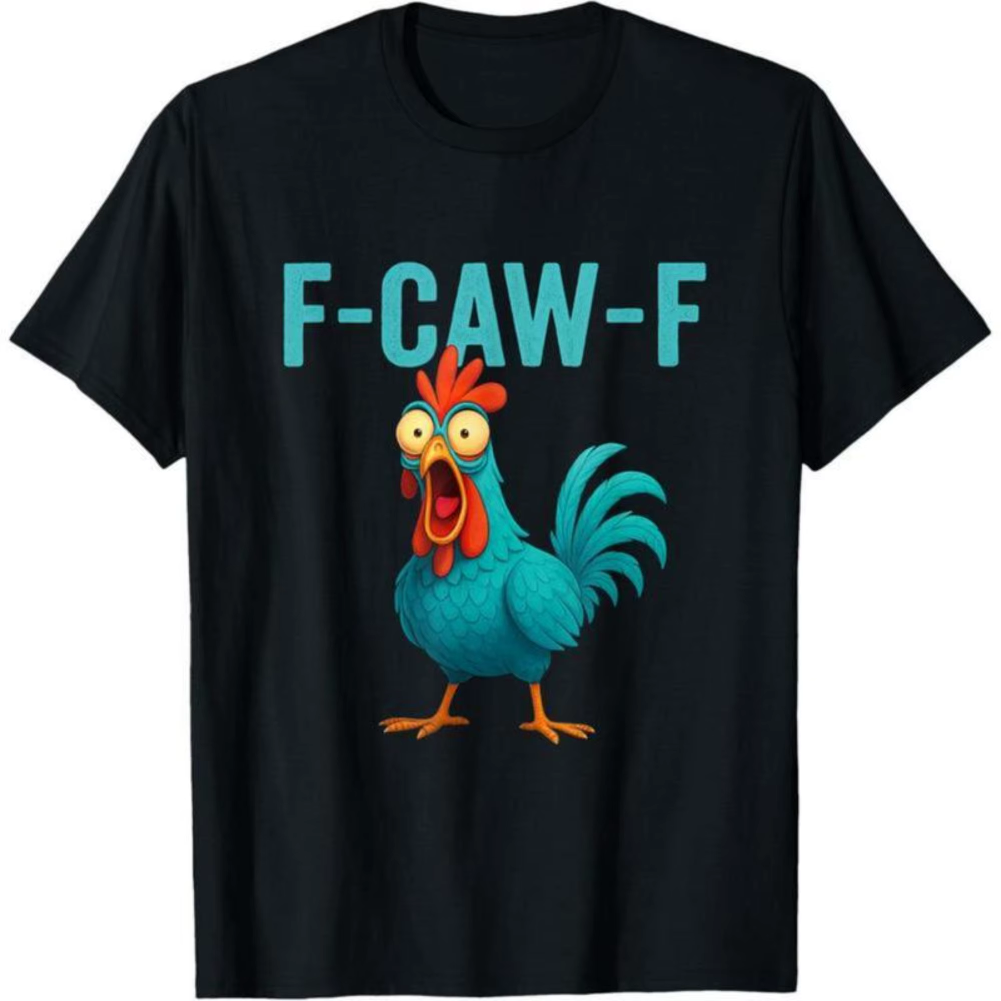 T-shirt humoristique F-CAW-F avec motif de coq fou, en mélange de coton, pour hommes et femmes, unisexe, streetwear, col rond rétro