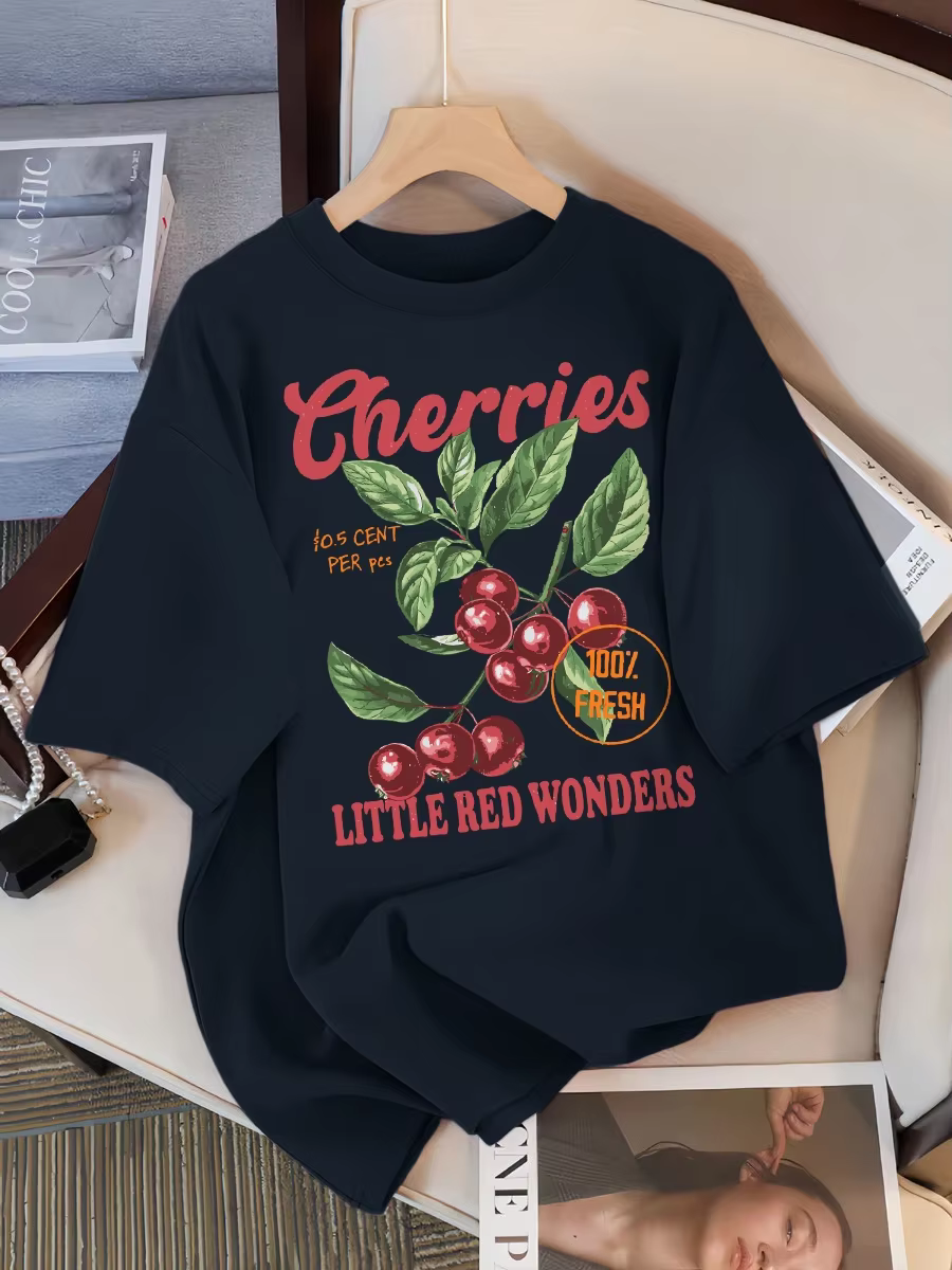 Cerises fraîches petites merveilles rouges conception femmes T-Shirt décontracté t-shirts Hip Hop femme vêtements de sport été capote