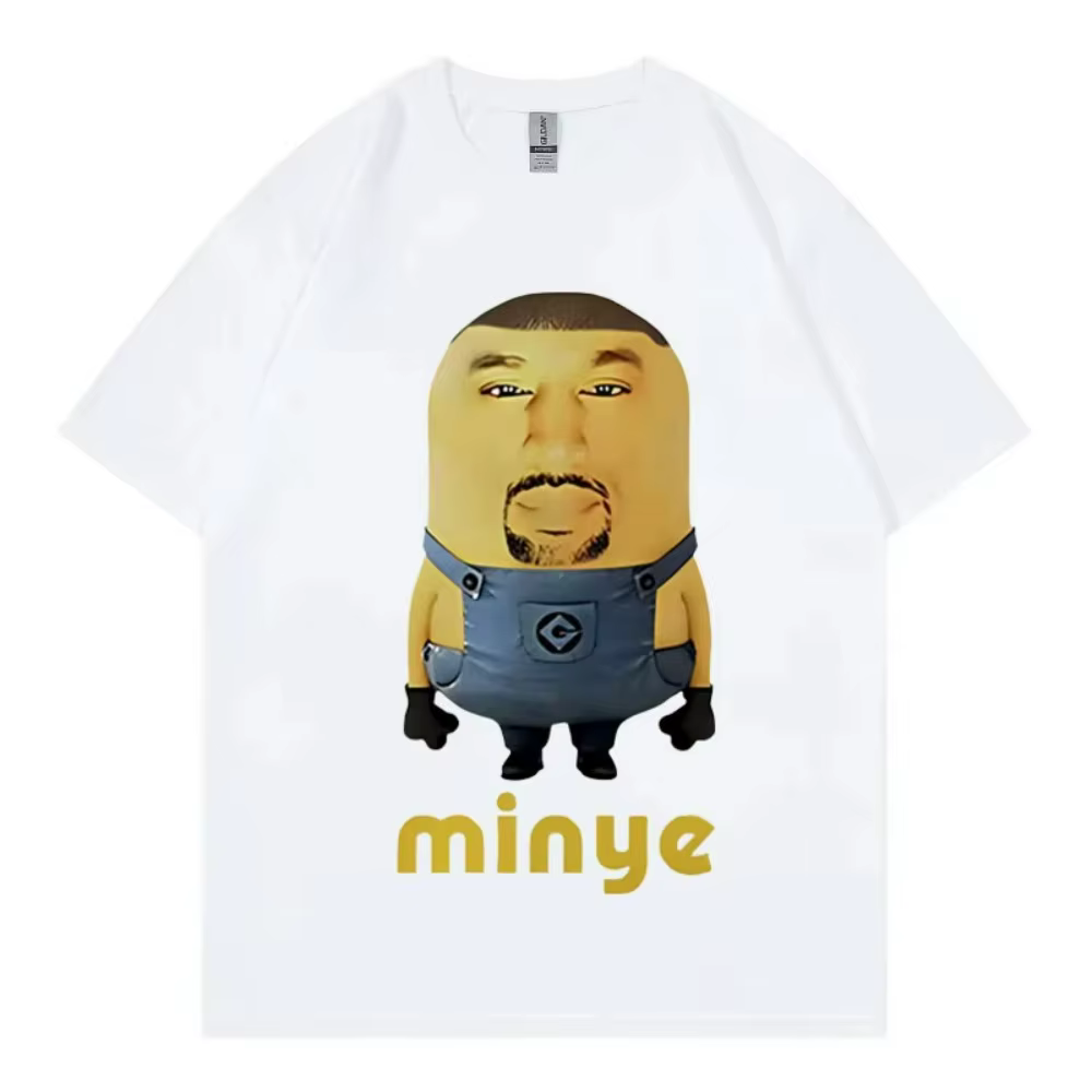 Kanye West Minye Funny Meme Graphic T-Shirts Fashion Hip Hop Oversized Clothing T-shirt Unisex Pure Cotton