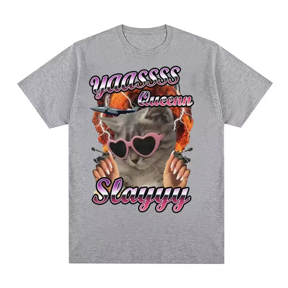 Yas Queen Slay amusant passionné de chat T-shirt femmes mode mignon à manches courtes