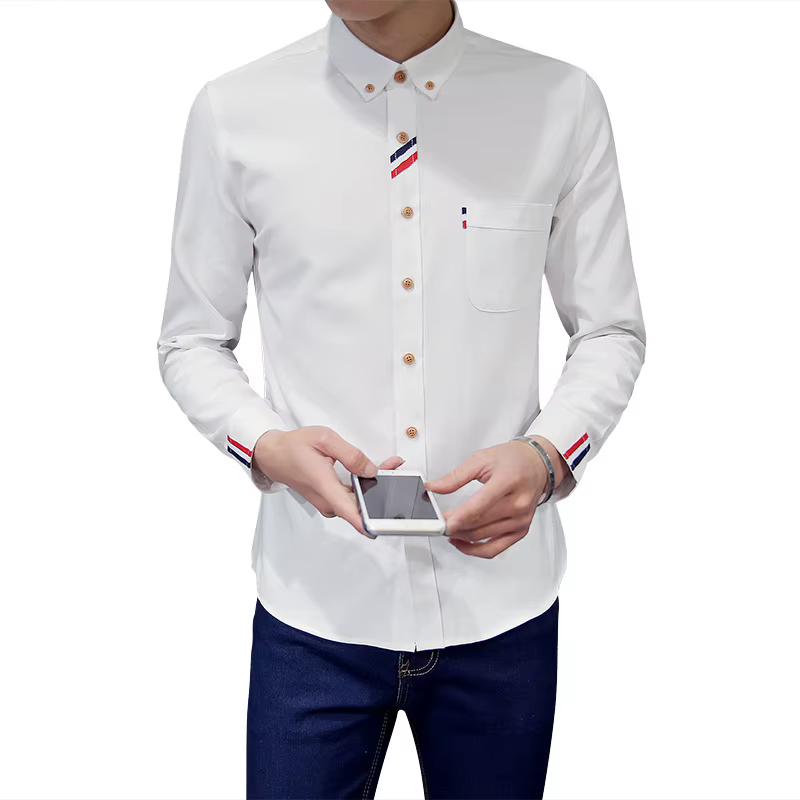 Chemise à manches longues en tissu Oxford pour homme