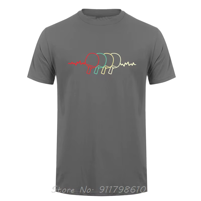 Battement de coeur coton T-shirt été unisexe hauts t-shirts Tennis de Table surdimensionné