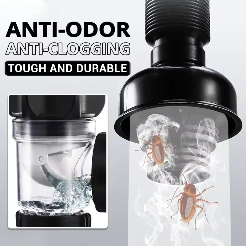 Ensemble de tuyaux de vidange Anti-odeur rabattables, filtre désodorisant rétractable pour évier de cuisine, bec de descente Flexible, salle de bains, Anti-colmatage