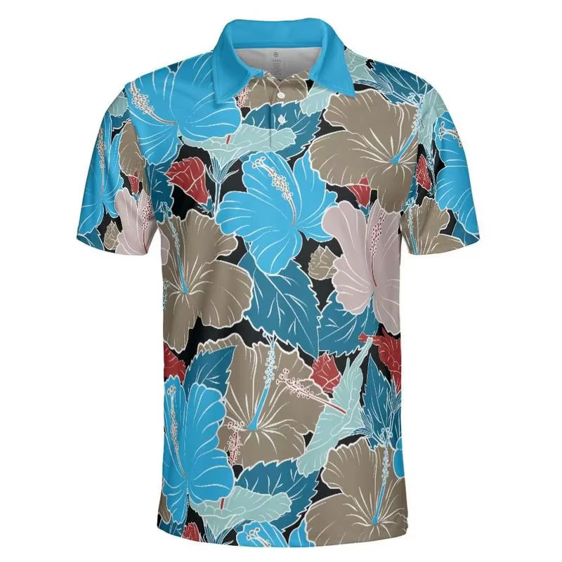 Polo en fleurs de cerisier roses pour hommes