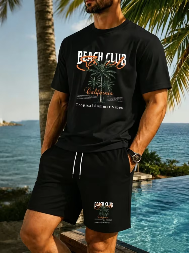 Ensemble de t-shirts pour hommes de haute qualité imprimés avec des palmiers de la Californie
