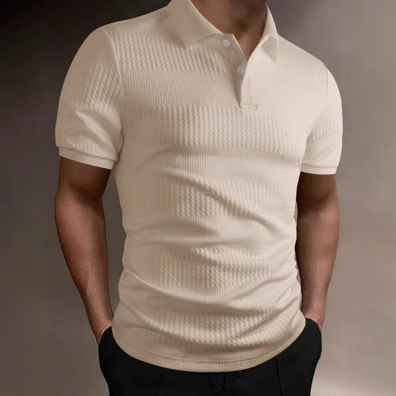 Polo en maille gaufrée unie pour homme
