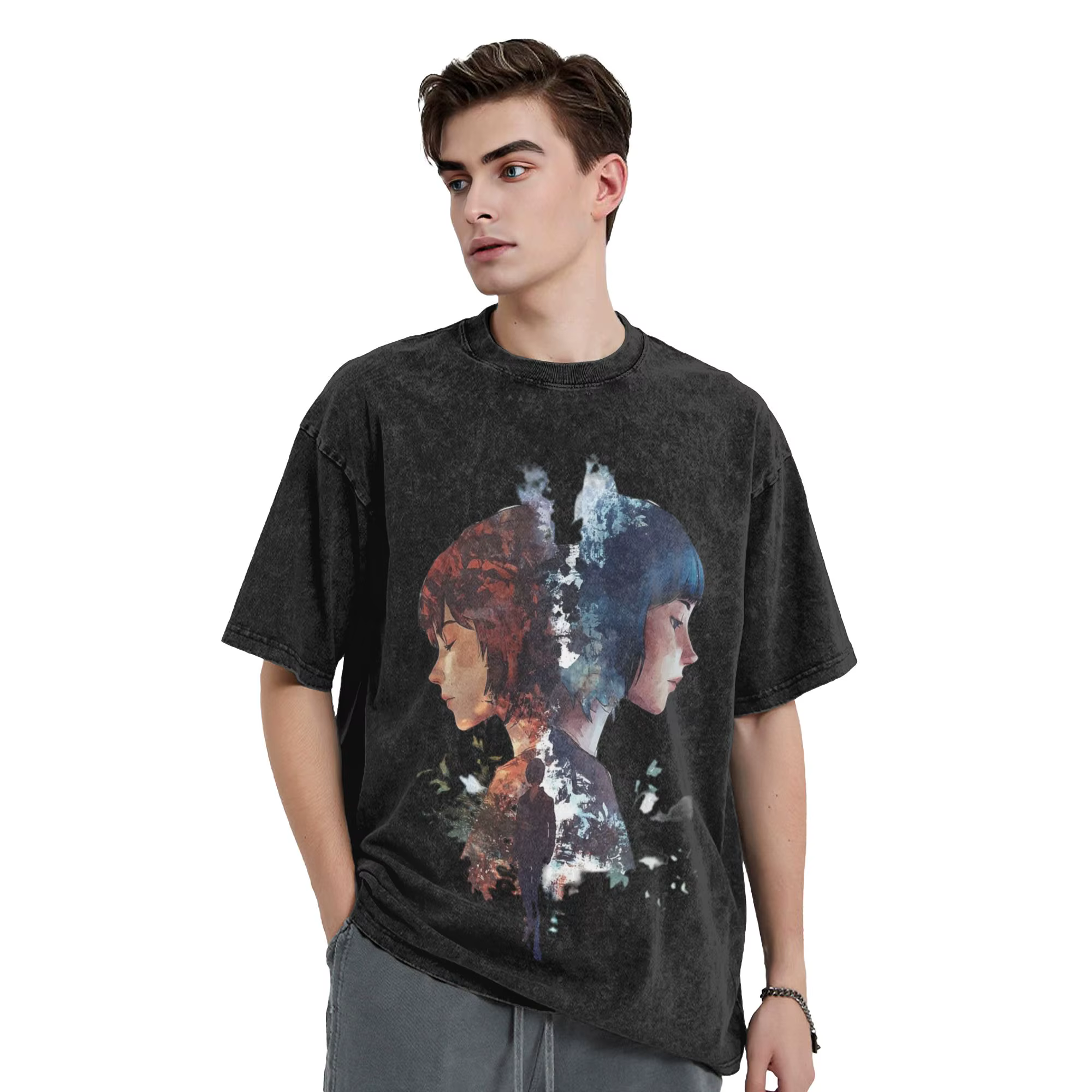 T-shirts Max Chloe Life Is Strange Hip Hop délavés à manches courtes oversize pour hommes et femmes