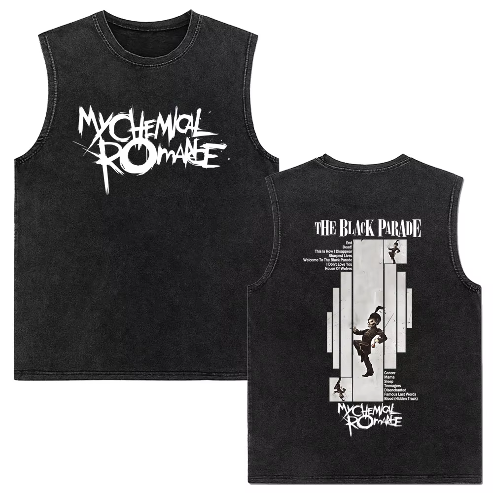 Mon Romance chimique l'album Black Parade Vintage lavé débardeurs hommes femmes Punk Emo Rock surdimensionné sans manches gilet t-shirts