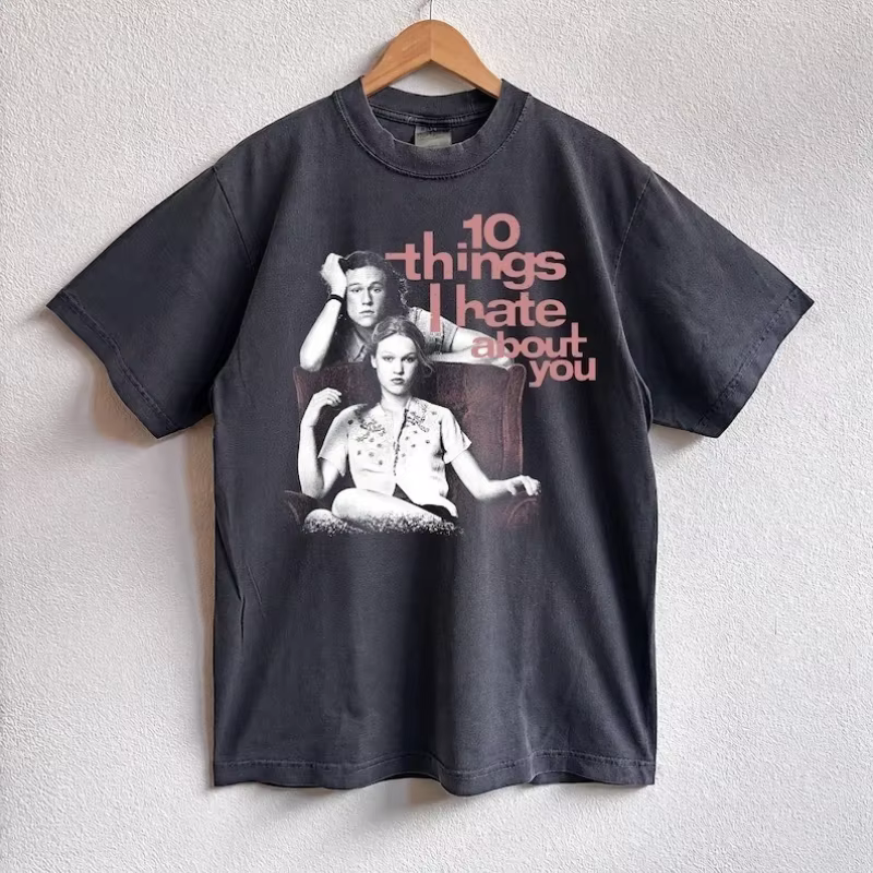 T-shirt « Ten Things I Hate About You », T-shirt rétro Heath Ledger, décontracté, ample, en pur coton, streetwear, vêtements vintage