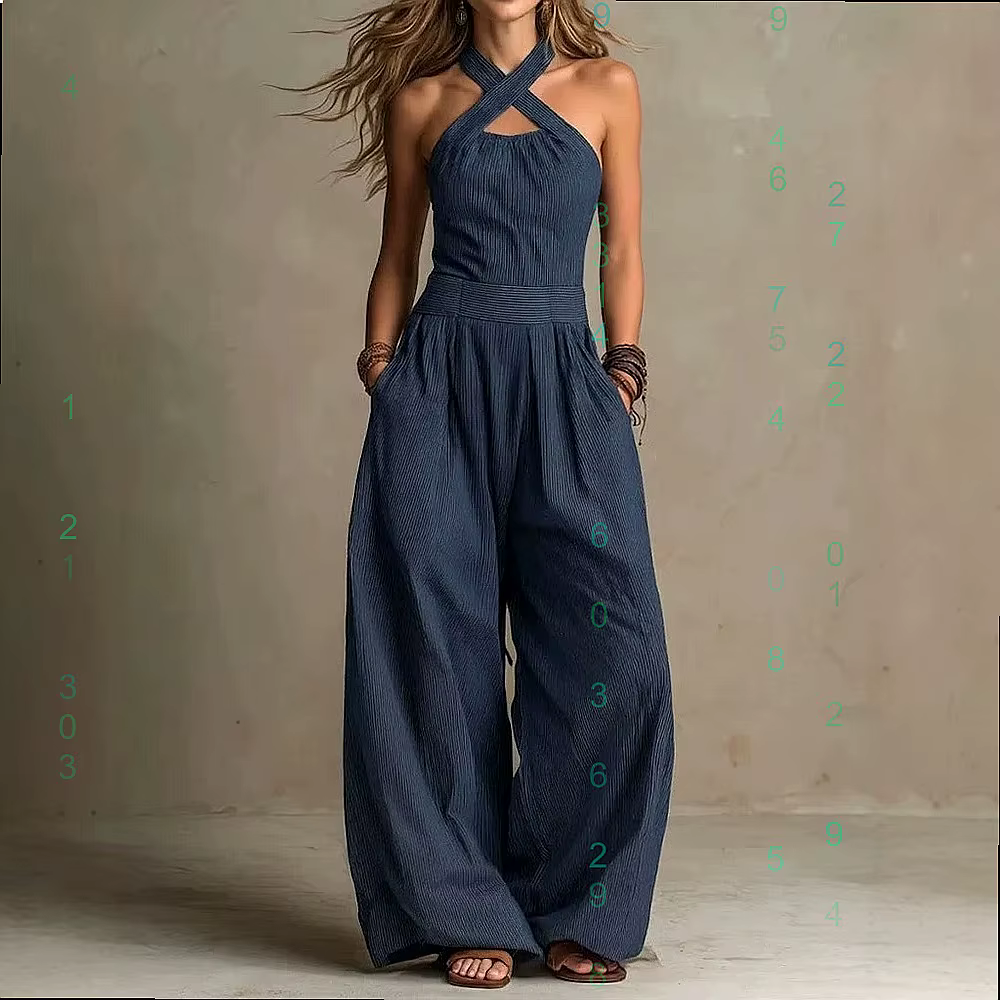 Combinaison sans manches à col halter, ensemble assorti printemps-été