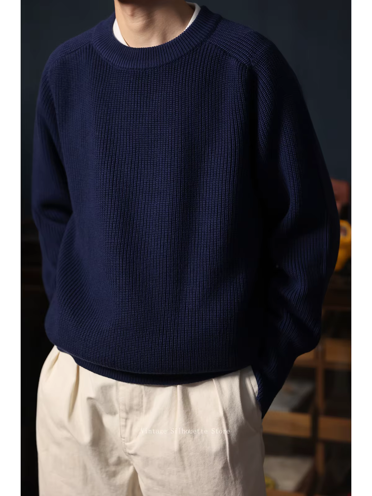 Pull classique à manches Raglan et col rond pour homme
