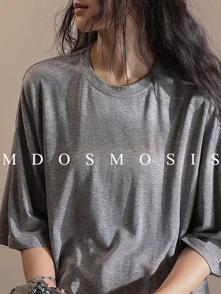 T-shirt col rond manches mi-longues pour femme
