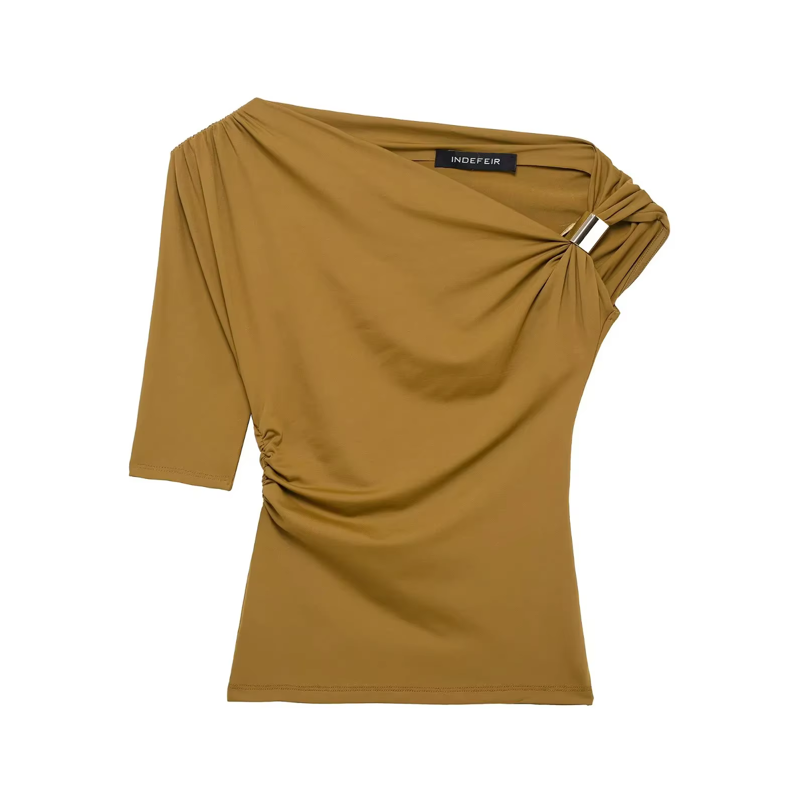 T-shirt en nylon asymétrique coupe ajustée
