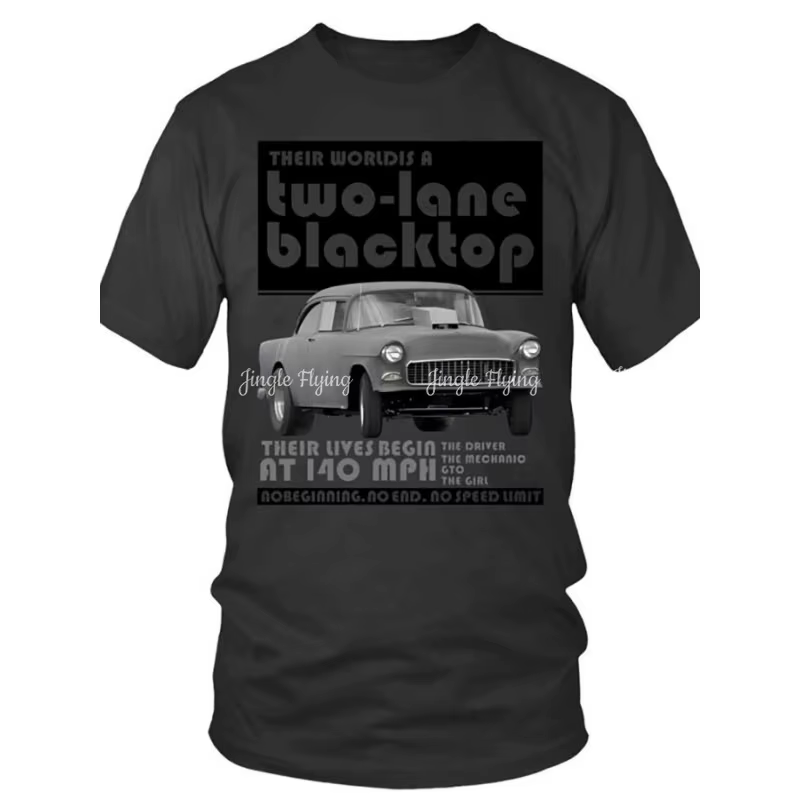 Two-Lane Blacktop Wt Funny T-shirt graphique à manches courtes pour hommes Noir Vv