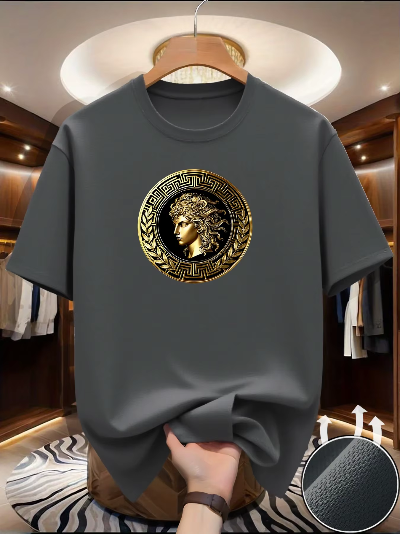 T-shirt Homme Imprimé Visage Latéral