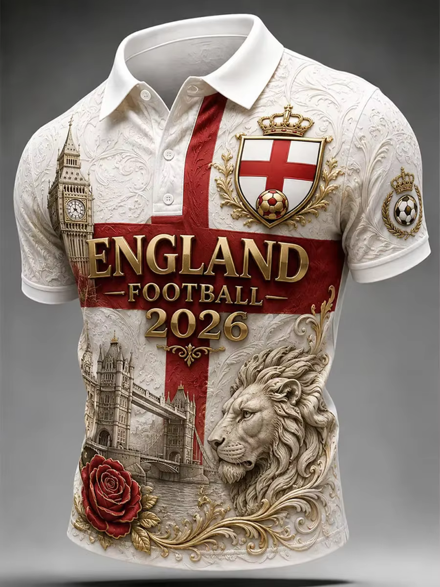 Polo de football pour supporters édition 2026 - Impression 3D - Tendance et confortable - Convient aux hommes et aux femmes