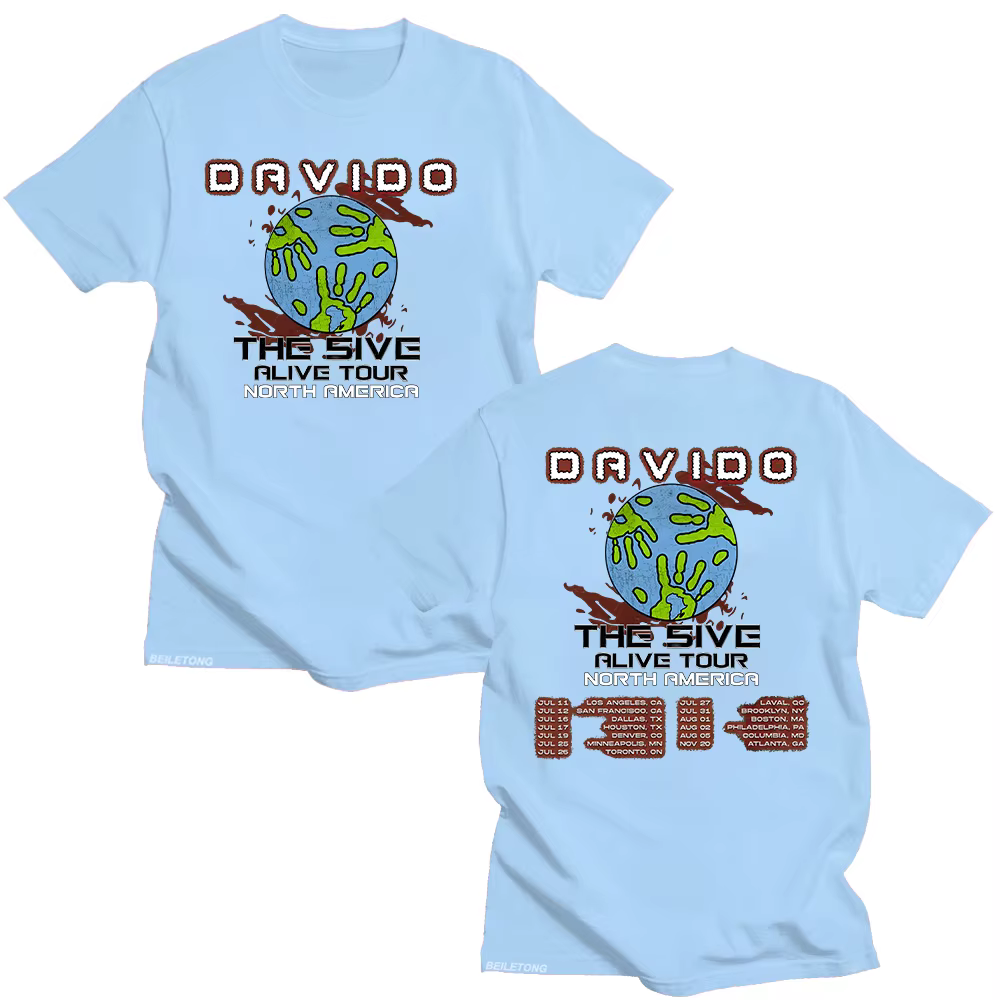 Davido The 5ive Alive Tour 2025 t-shirts