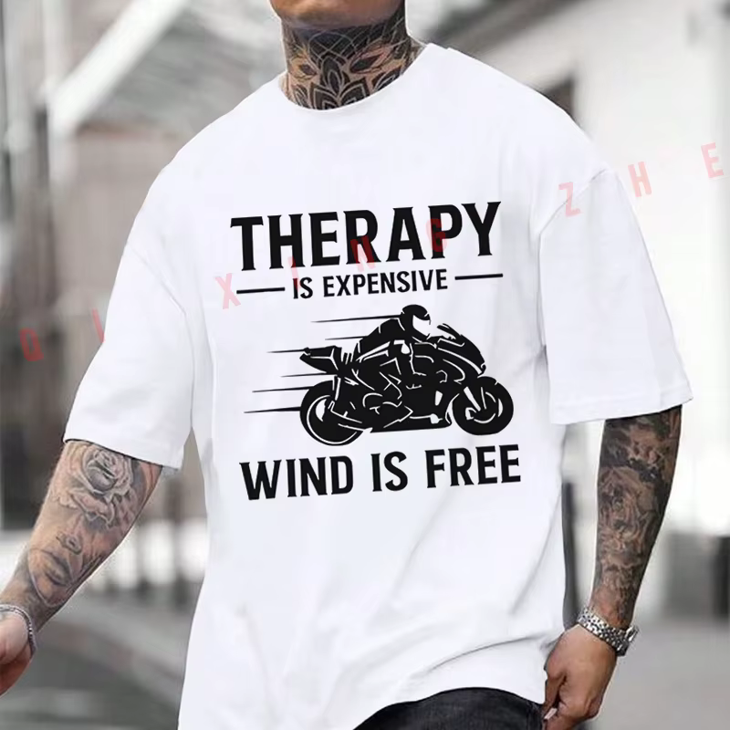 T-shirt graphique noir pour motard
