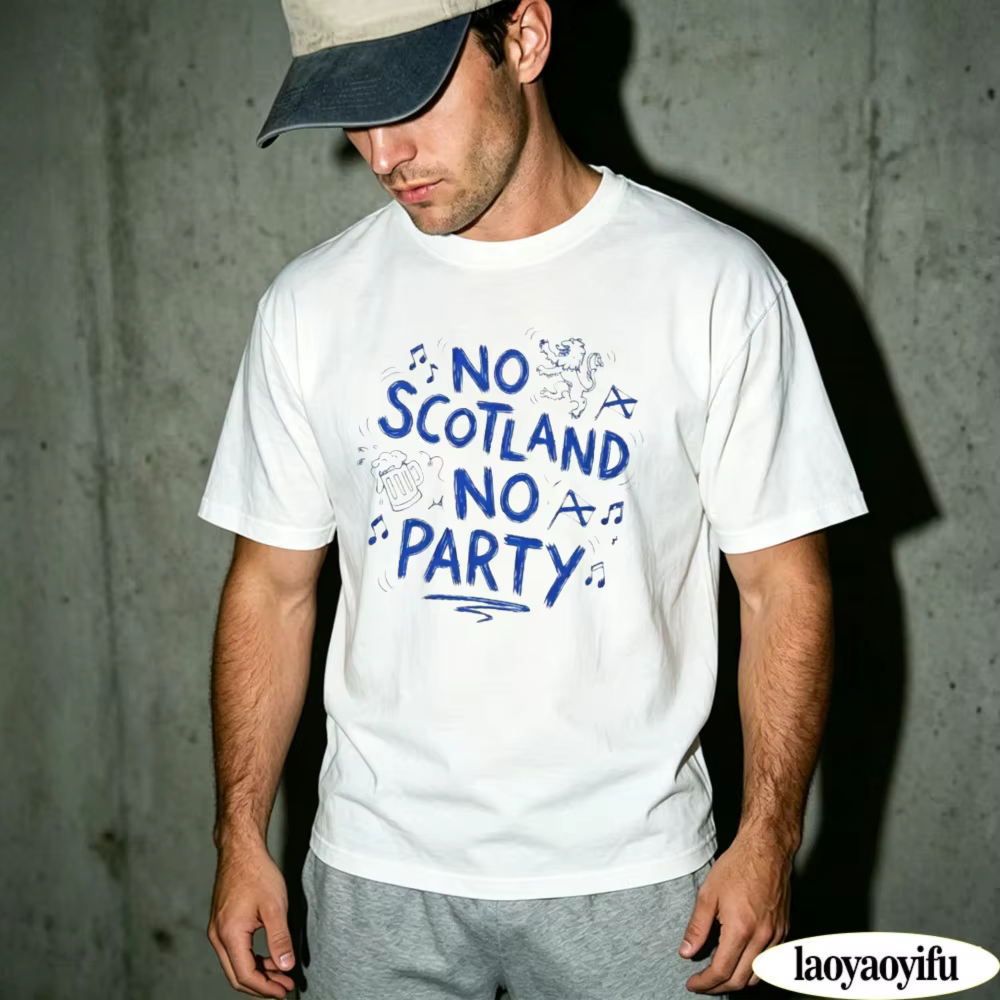 T-shirt graphique « No Scotland No Party » – Drapeau écossais