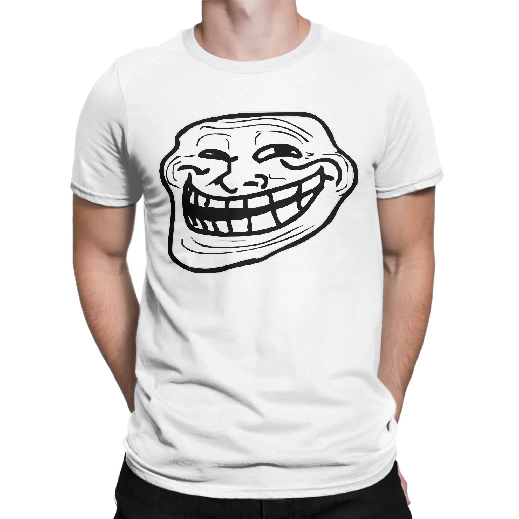 Creative Troll Face Memes T-Shirt drôle pour hommes col rond 100% coton