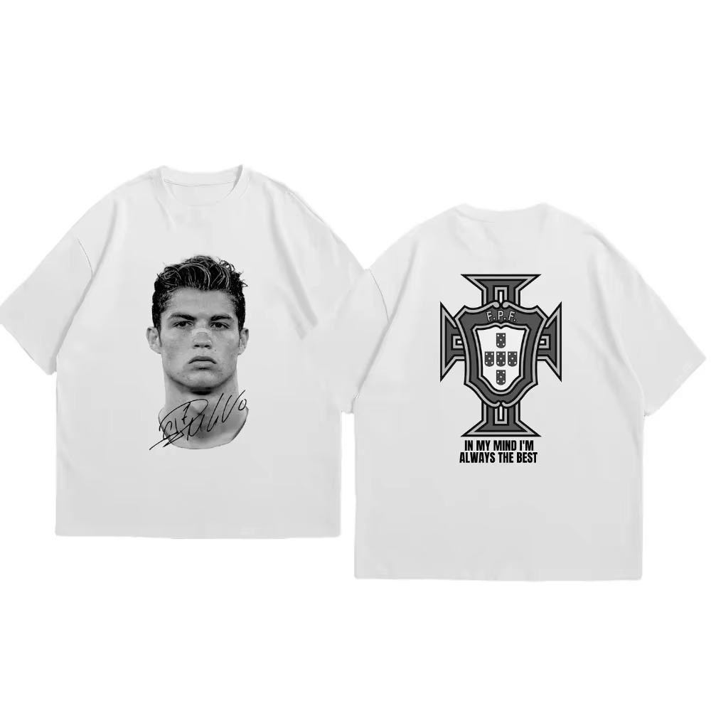 Cristiano Ronaldo football Superstar mode imprimé à manches courtes coton T-shirt hommes femmes porté Style américain été rétro tendance