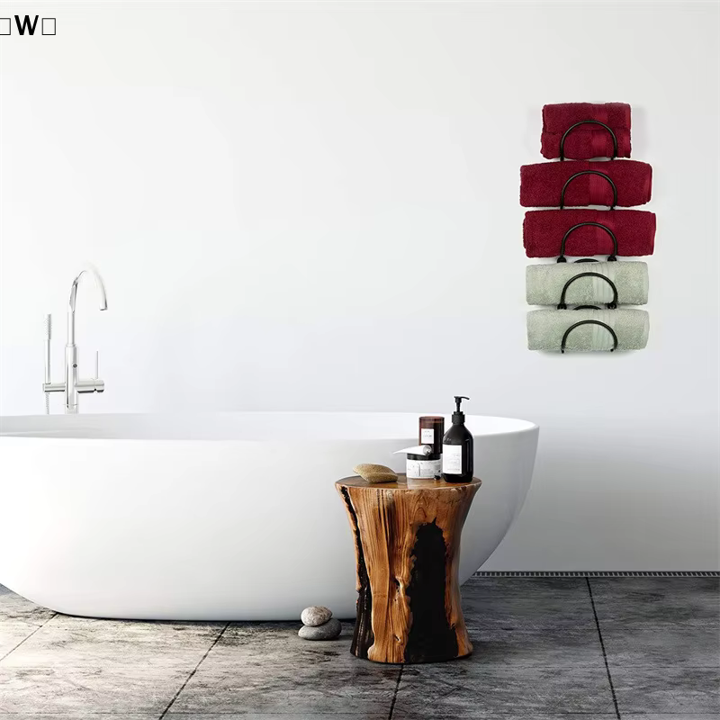 maveraW KaloWorn porte-serviettes en métal en fer forgé pour décoration murale de salle de bain, organisateur de salle de bain finition incurvée