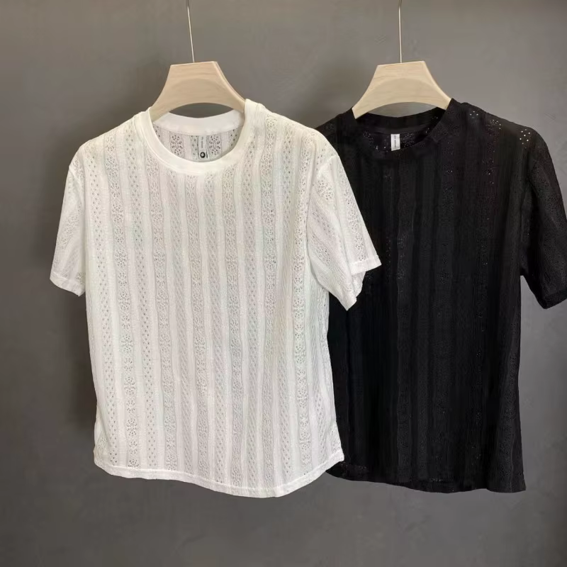 T-shirts pour hommes en maille respirante ajourée