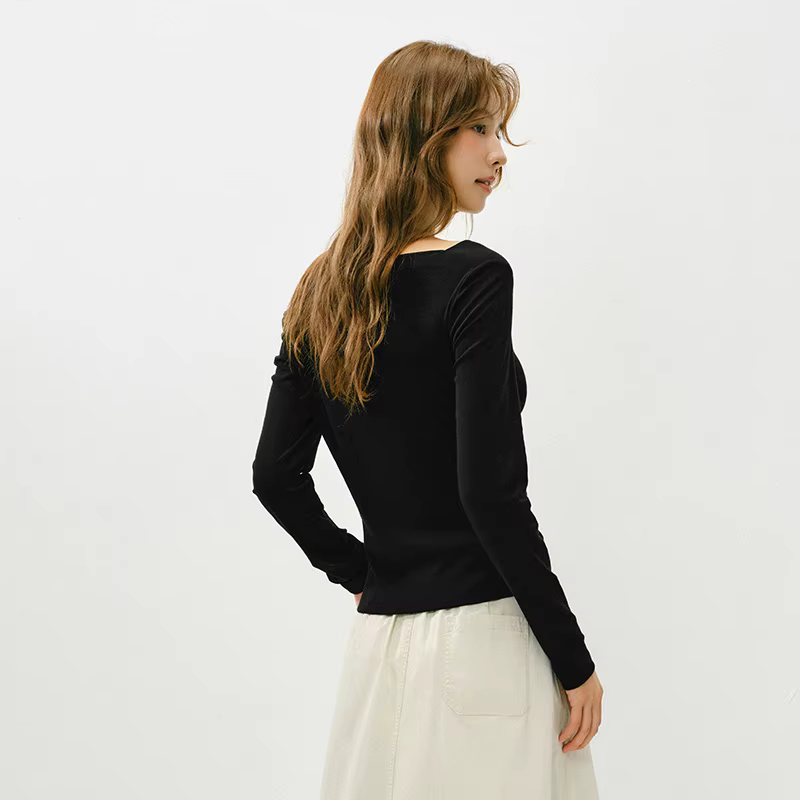T-shirt Slim Fit Femme Semir Printemps 2026 Col Asymétrique Épaule Oblique Couleur Unie Décontracté Tendance Élégant