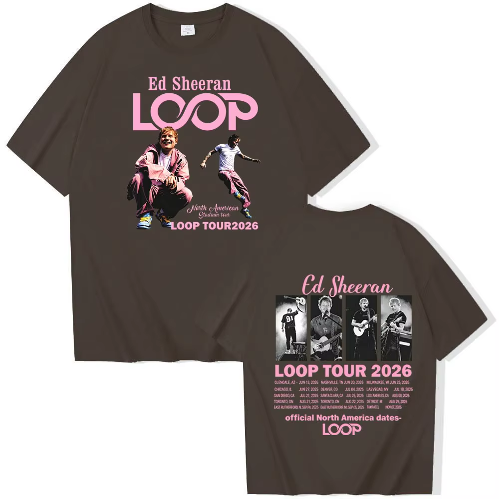 Ed Sheeran Loop Tour 2026 T-shirt homme femme Harajuku chemise décontractée à manches courtes et col rond