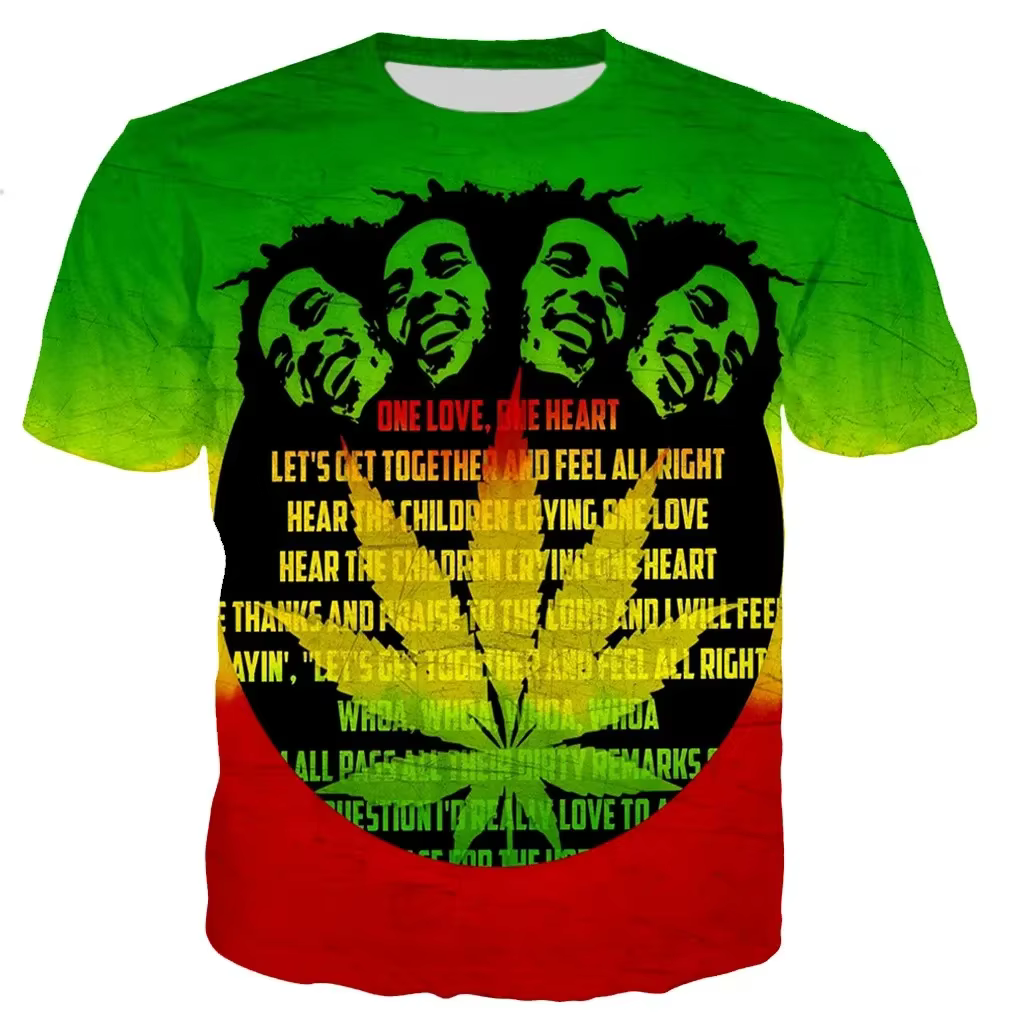 Bob Marley 3D T-shirt imprimé hommes femmes mode décontracté Style Harajuku à manches courtes rappeur chanteur