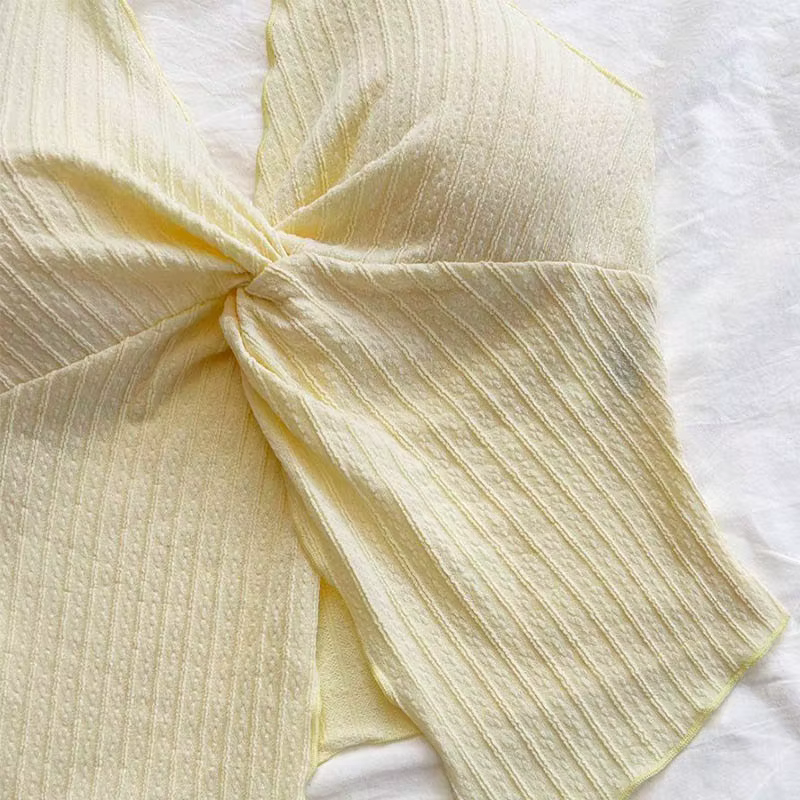 Haut jaune à col en v pour femmes
