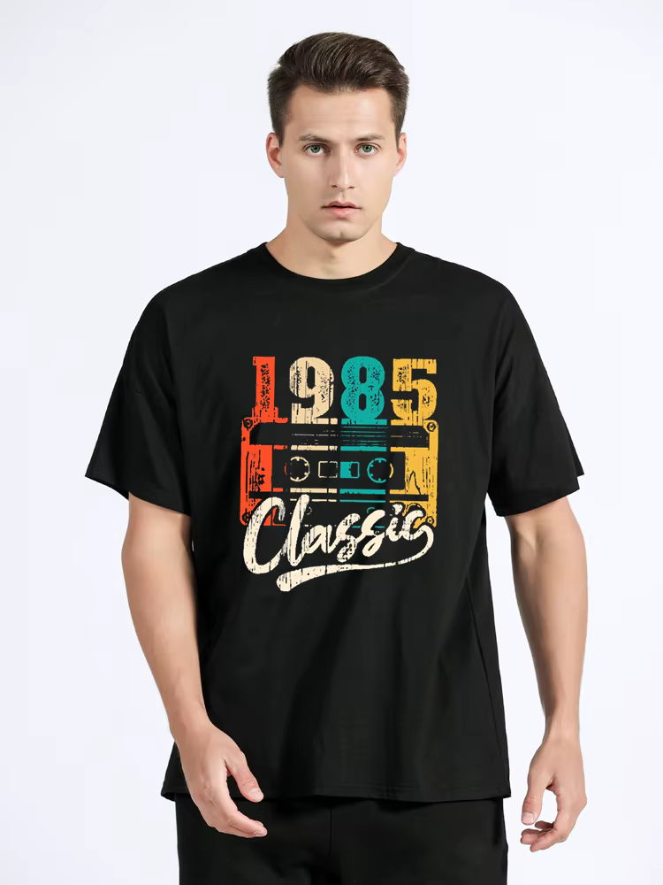 T-shirt rétro en coton pour homme