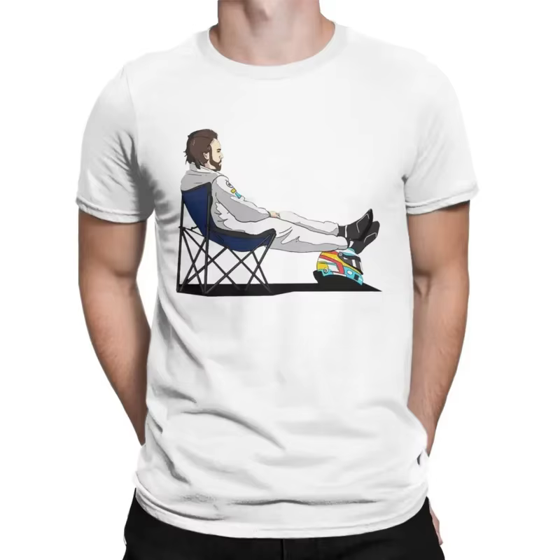 Fernando Alonso-T-shirt à manches courtes et col rond pour hommes
