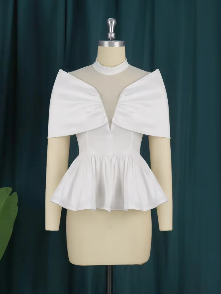 Chemisier péplum en Tulle blanc
