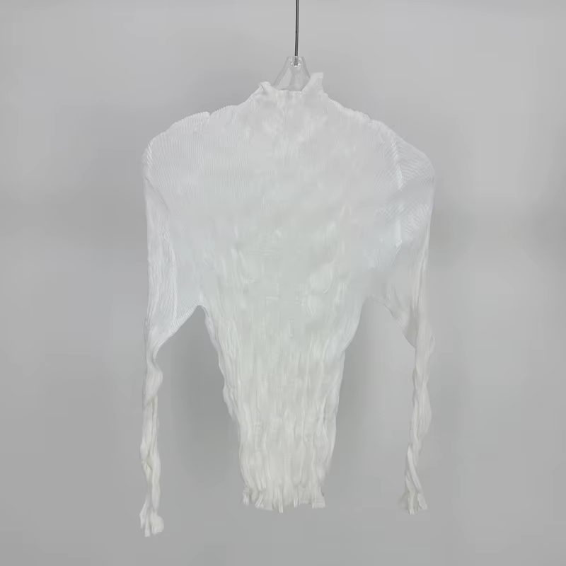 T-shirt femme polyvalent élégant élastique mince décontracté 2025 été nouveau hauts pullover Miyake plissé irrégulier à manches courtes Chic