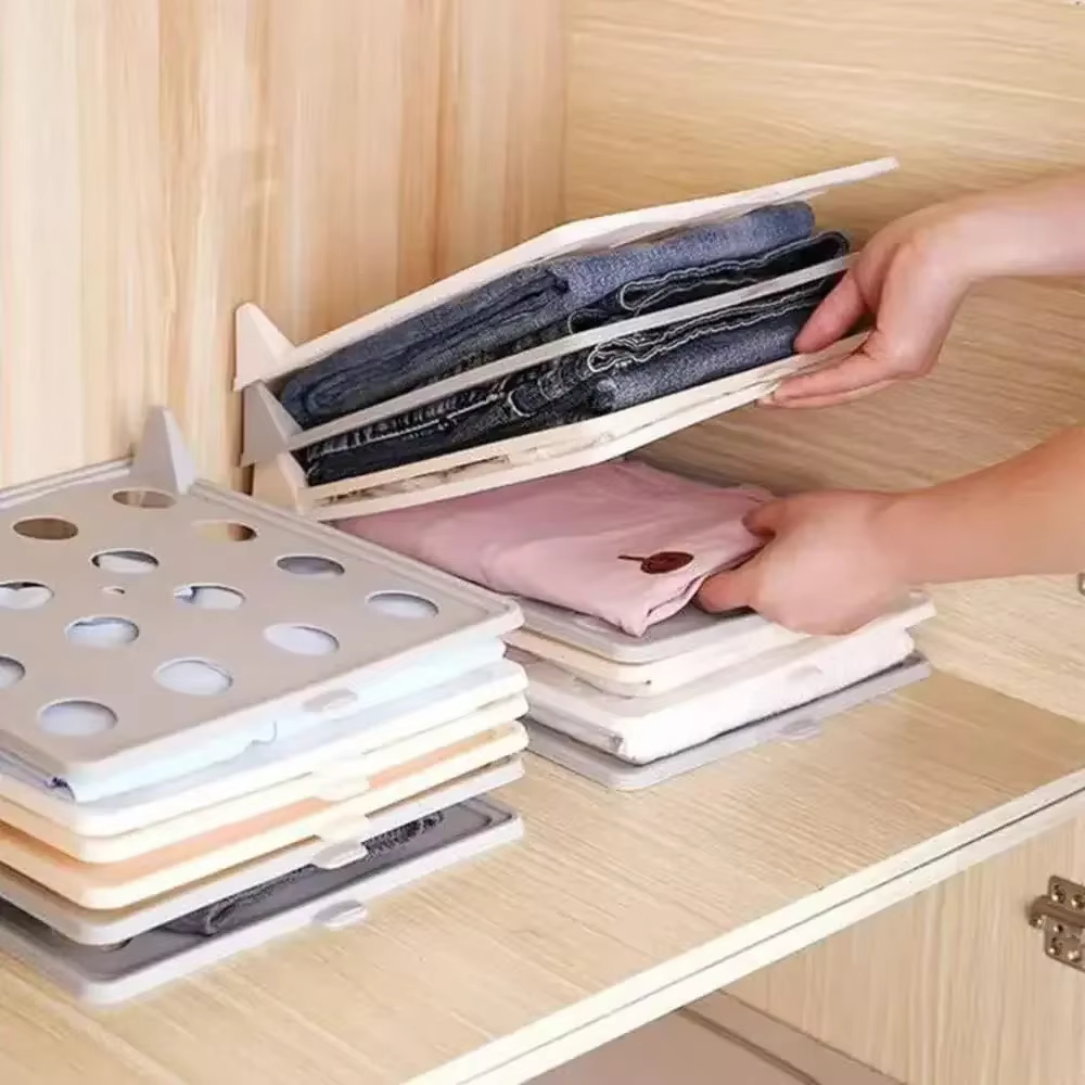 Planche de rangement pour chemises, 1 à 20 pièces, organisateur de T-shirts empilable, planche pliante pour vêtements, rangement de vêtements Portable multifonctionnel avec poignée