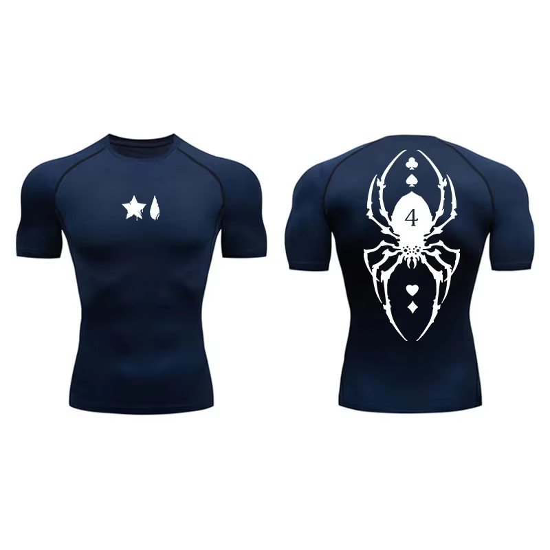 T-shirt de compression à imprimé araignée pour homme, à manches longues, séchage rapide, sportif, pour la gym, l'entraînement, le fitness, sous-vêtements, baselayer