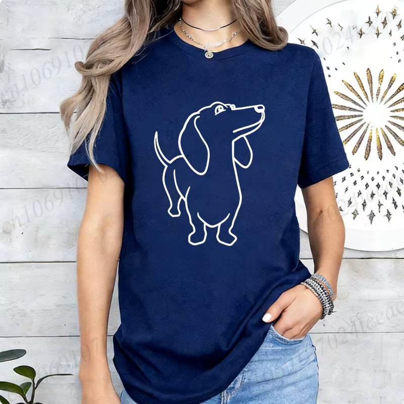 T-shirt décontracté pour femme à imprimé graphique Teckel