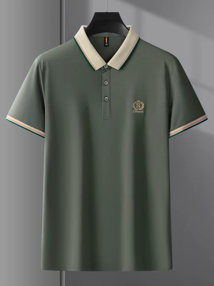 Paul's T-shirt d'été à manches courtes pour homme avec col ajusté et polo brodé