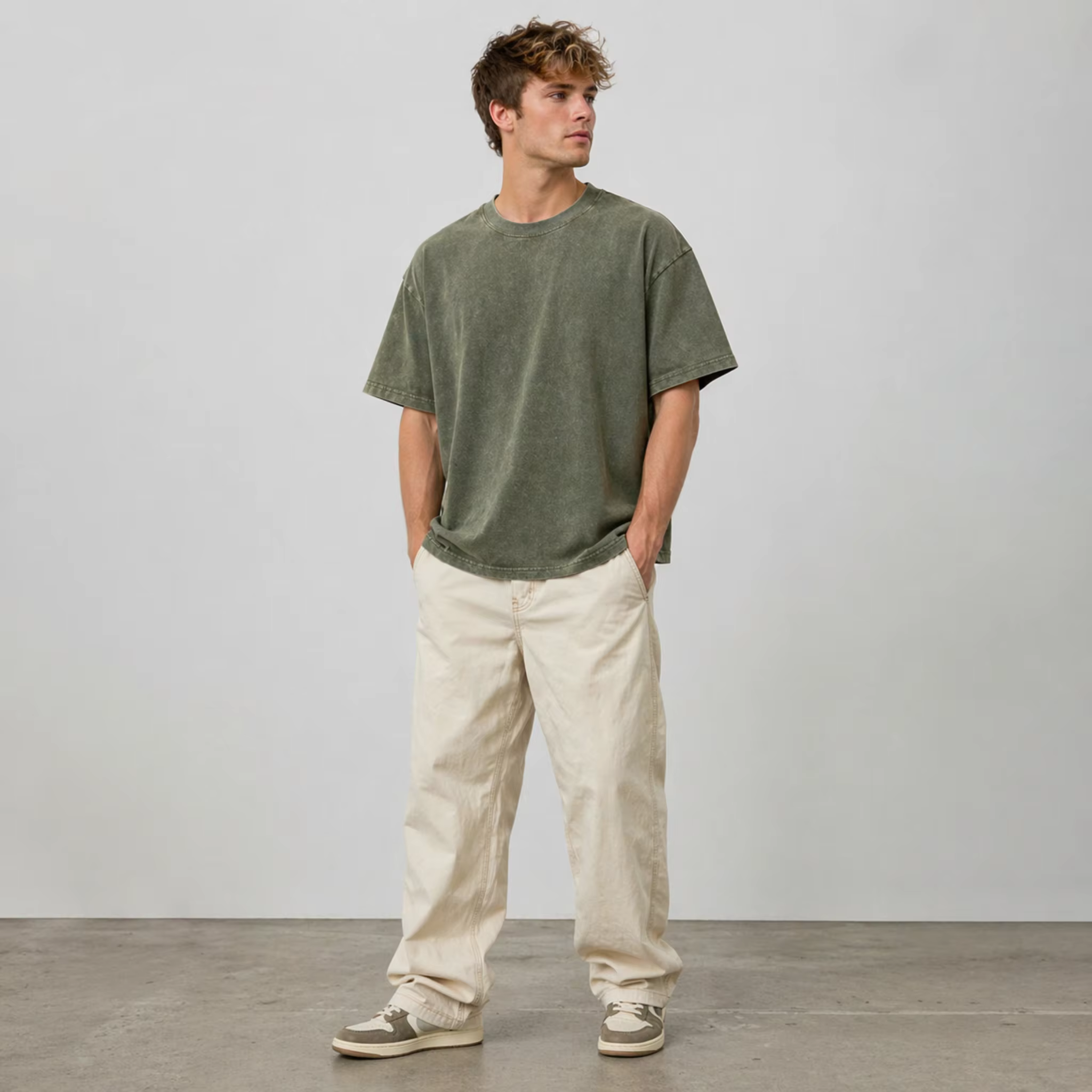 T-shirt Homme Lourd Lavé 230G Coton Nouvelle Collection Été Coupe Ample Vintage Manches Courtes Décontracté Streetwear Basique 2026