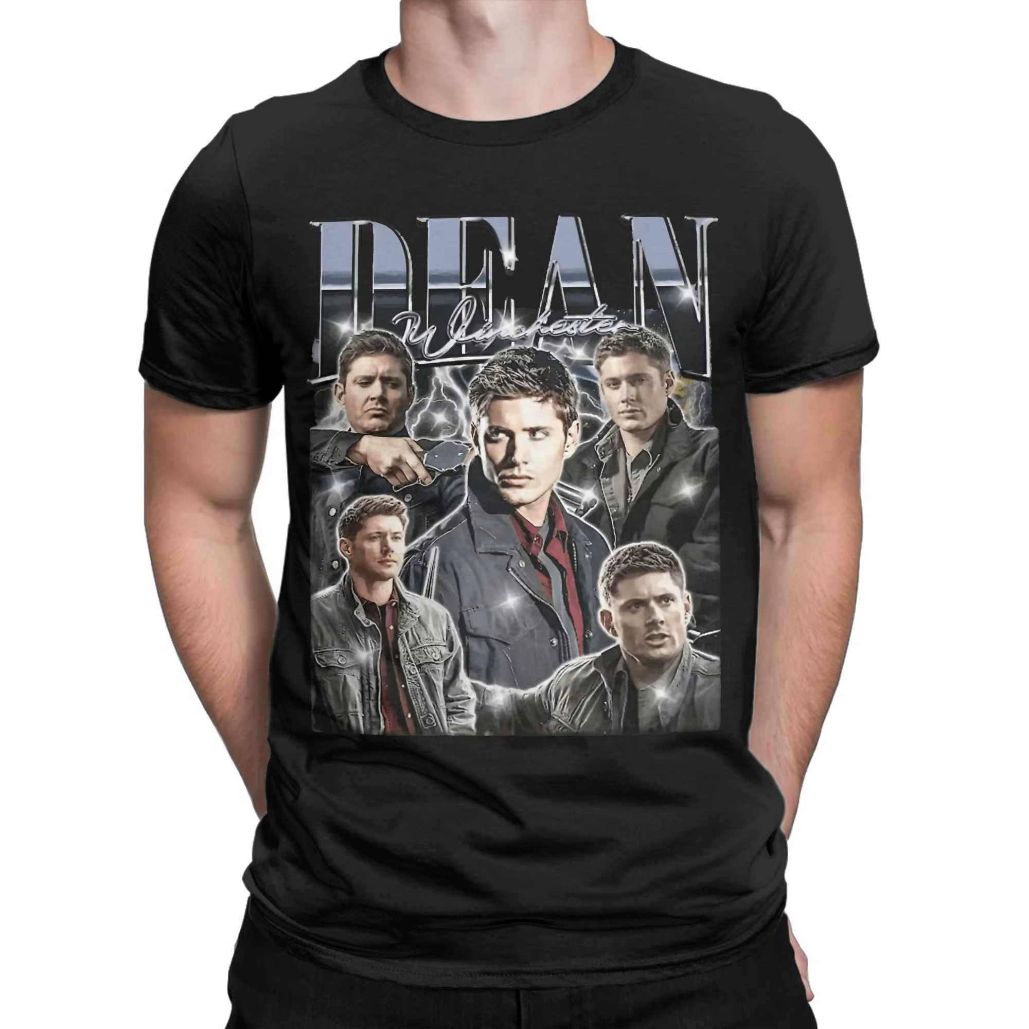 Hommes Dean Winchester surnaturel t-shirts couverture en coton humoristique à manches courtes col rond t-shirts été T-Shirt