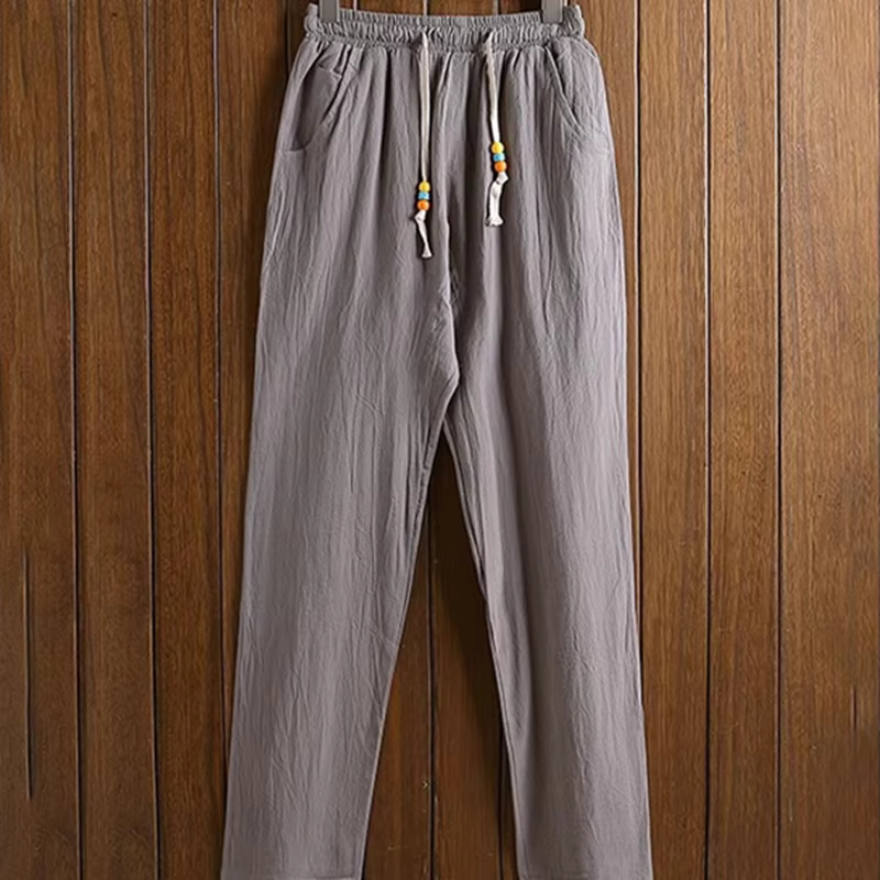 Pyjama en lin de coton pour hommes Pyjamas à manches longues printemps et automne Vêtements de nuit minces Grande