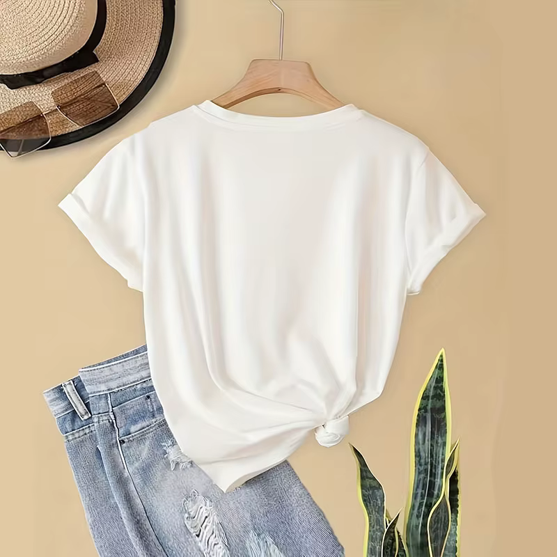 T-shirt décontracté pour femme avec imprimé lettres MANGO