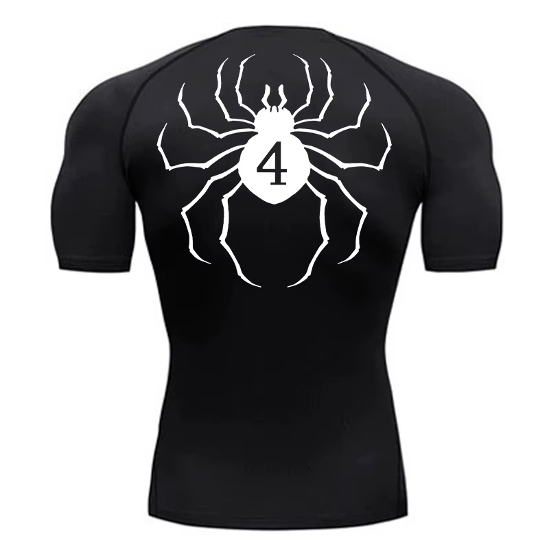 Chemise de compression à imprimé araignée pour hommes, manches courtes, t-shirt à séchage rapide, sous-vêtements d'entraînement de gym, couche de base athlétique, protection contre les éruptions cutan