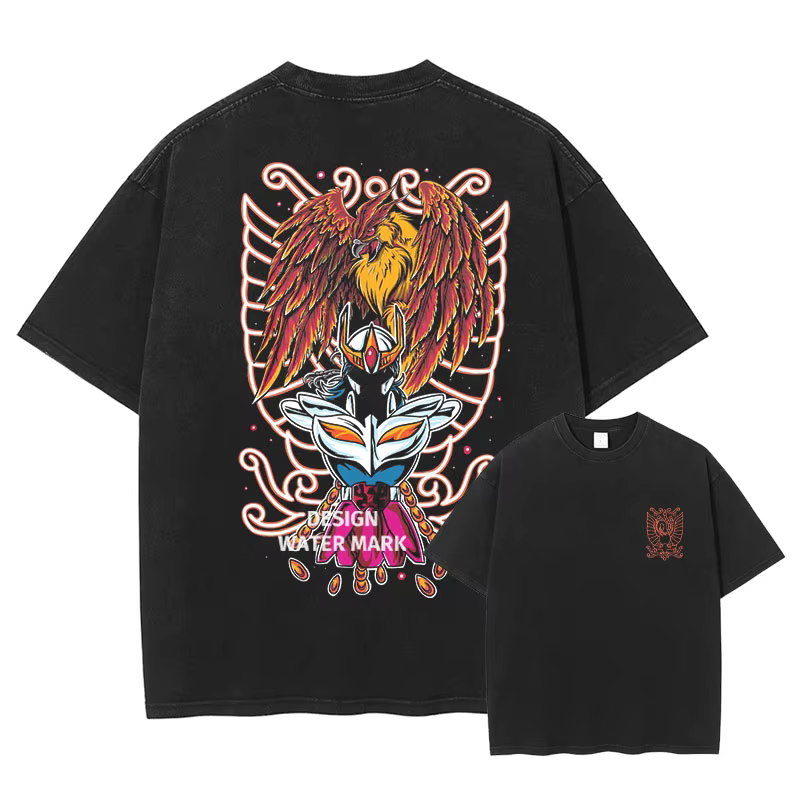 Anime Saint Seiya T-shirt zodiaque doré Shaka Saga Muu Shun Vintage lavé hauts t-shirts surdimensionné à manches courtes